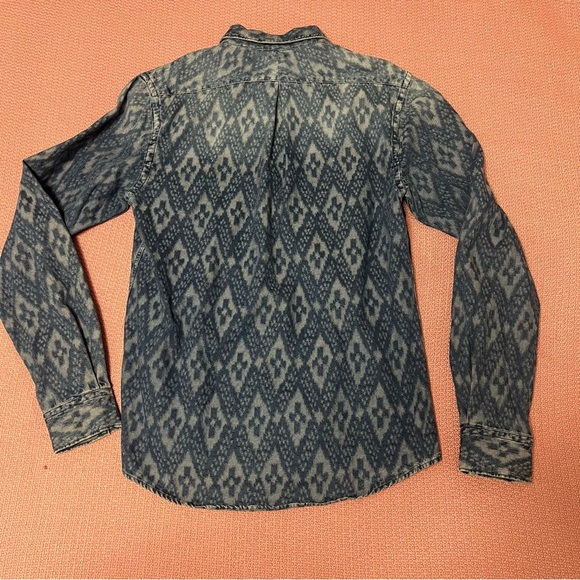SCOTCH & SODA Men Blue Patterned Denim Button Long Sleeve Top Size M - Picture 5 of 7